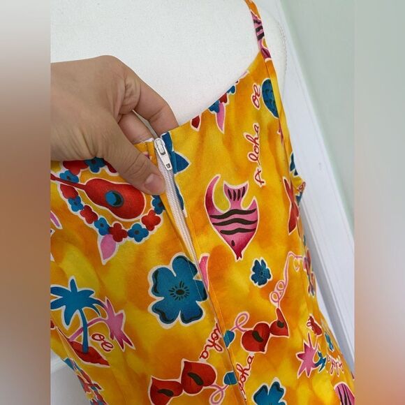 90s Hilo Hattie Hawaiian Original Spaghetti Strap Dress - Picture 6 of 9